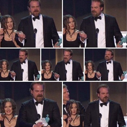 Screen Actors Guild Award-2017: реакция Вайноны Райдер на эмоциональную речь Дэвида Харбора взорвала сеть